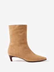 Mint Velvet Natural Issy Suede Kitten Heel Ankle Boots - Image 1 of 4