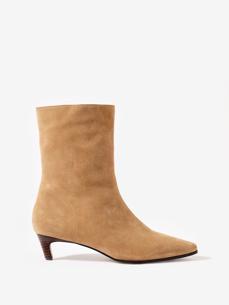 Mint Velvet Natural Issy Suede Kitten Heel Ankle Boots - Image 1 of 4