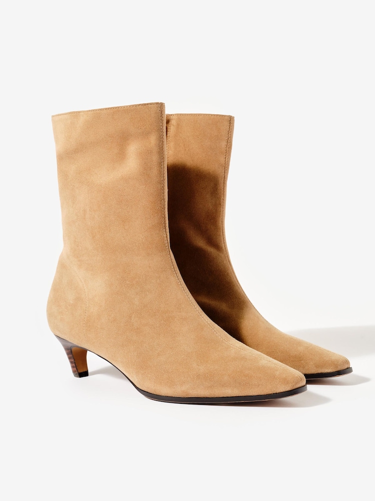 Mint Velvet Natural Issy Suede Kitten Heel Ankle Boots - Image 2 of 4