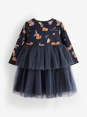 Charcoal Grey Halloween Printed Long Sleeve Party Dress (3mths-7yrs) - Image 5 of 6