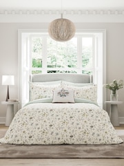 V&A Duck Egg Flora Cotton Duvet Cover & Pillowcase Set - Image 2 of 4