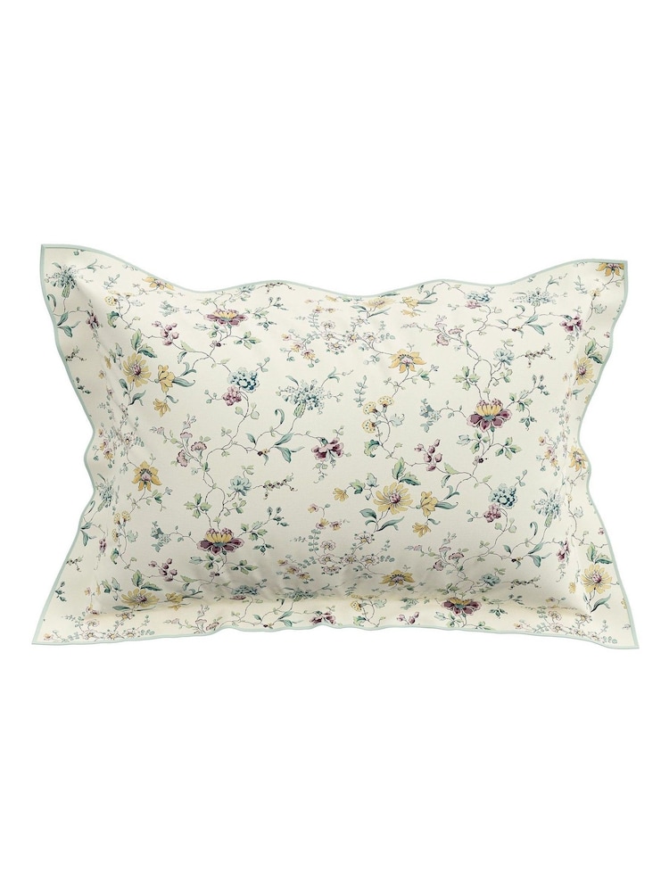 V&A Duck Egg Flora Cotton Duvet Cover & Pillowcase Set - Image 4 of 4