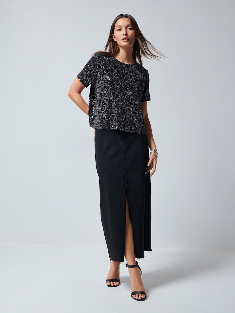 Black Sequin T-Shirt - Image 2 of 6