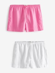 Pink & Weiß - Boyshorts mit Taillenschnürung und Leinen 2 -Pack - Bild 1 von 7