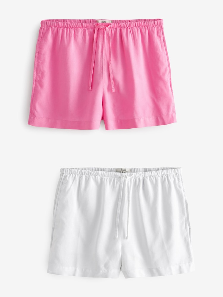 Pink & Weiß - Boyshorts mit Taillenschnürung und Leinen 2 -Pack - Bild 1 von 7
