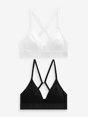Black/White Cotton Logo Triangle Ultimate Comfort Bralets 2 Pack - Image 8 of 11
