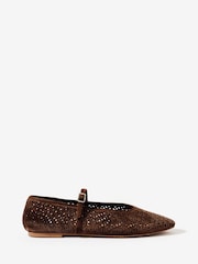Mint Velvet Brown Tabi Suede Ballet Flats - Image 2 of 5