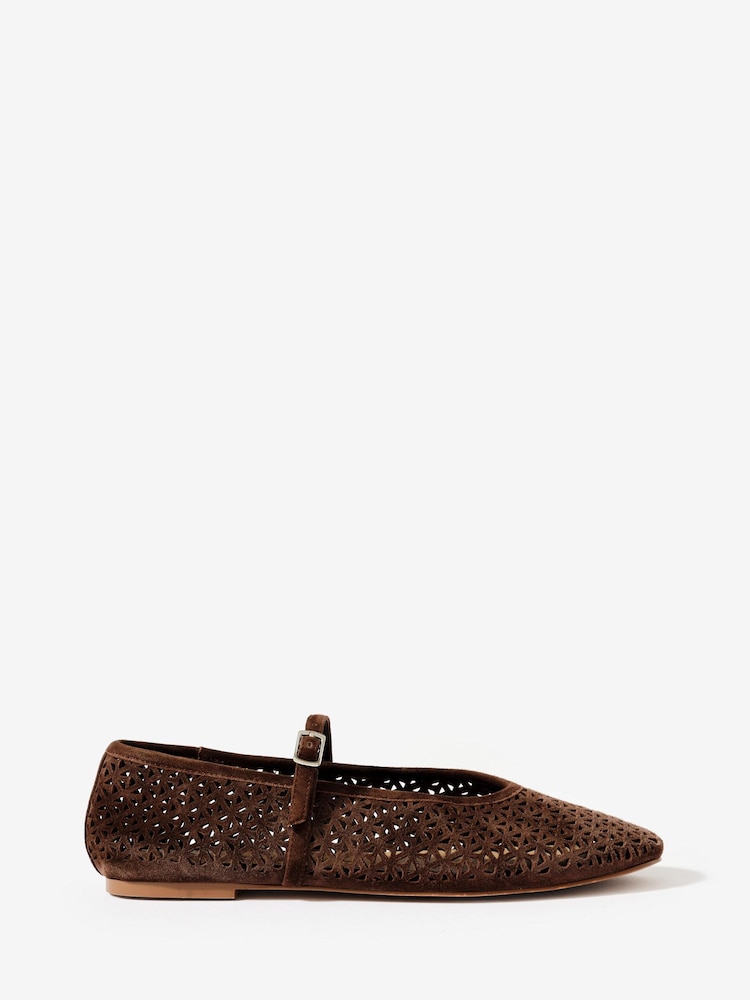 Mint Velvet Brown Tabi Suede Ballet Flats - Image 2 of 5 Mint Velvet Brown Tabi Suede Ballet Flats - Image 2 of 5