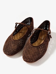 Mint Velvet Brown Tabi Suede Ballet Flats - Image 3 of 5