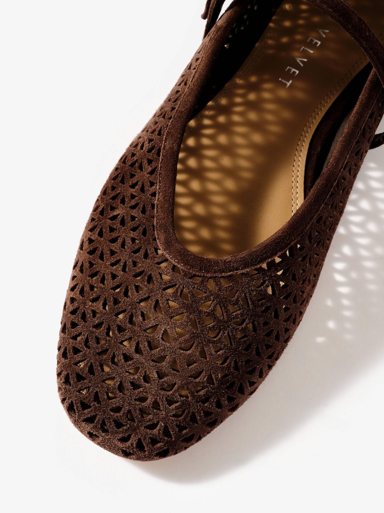 Mint Velvet Brown Tabi Suede Ballet Flats - Image 5 of 5 Mint Velvet Brown Tabi Suede Ballet Flats - Image 5 of 5