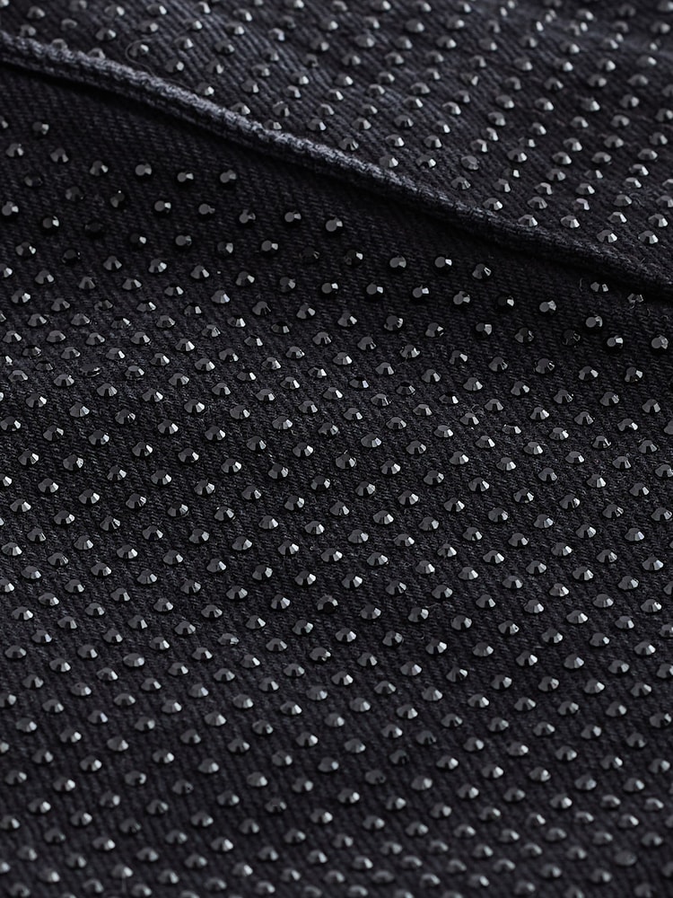 Black 100% Cotton Embellished Denim Shorts - Image 7 of 7