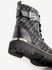 Baker by Ted Baker Girls Boucle Lace Up Black  Boots - Image 4 of 5