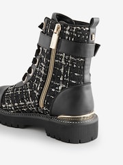 Baker by Ted Baker Girls Boucle Lace Up Black  Boots - Image 5 of 5