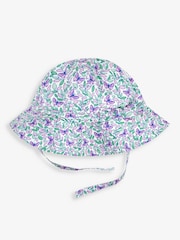 JoJo Maman Bébé Lilac 2-Piece Butterfly Bloom Print Bubble Romper & Floppy Hat Set - Image 5 of 6