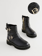 Baker by Ted Baker Girls Gold Buckled Black Boots - Image 1 of 6