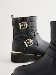 Baker by Ted Baker Girls Gold Buckled Black Boots - Image 3 of 6