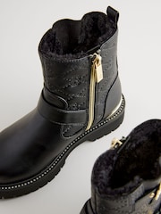 Baker by Ted Baker Girls Gold Buckled Black Boots - Image 4 of 6