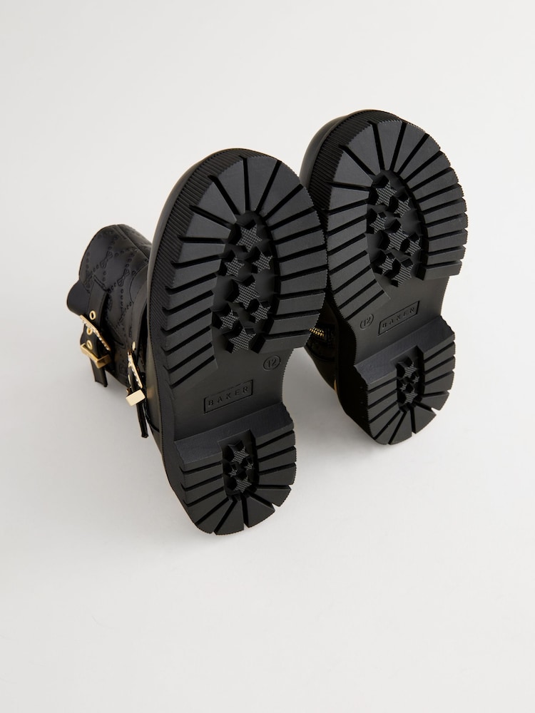 Baker by Ted Baker Schwarze Stiefel mit goldener Schnalle für Mädchen - Bild 6 von 6 Baker by Ted Baker Schwarze Stiefel mit goldener Schnalle für Mädchen - Bild 6 von 6