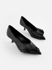 Black Forever Comfort® Ruffle Kitten Heel Court Shoes - Image 1 of 5