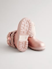 Baker by Ted Baker Girls Pink Faux Fur Cuff Ankle Boots - Image 4 of 6