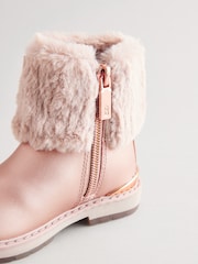 Baker by Ted Baker Girls Pink Faux Fur Cuff Ankle Boots - Image 6 of 6
