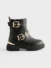 Baker by Ted Baker Girls Gold Buckled Black Boots - Image 2 of 8