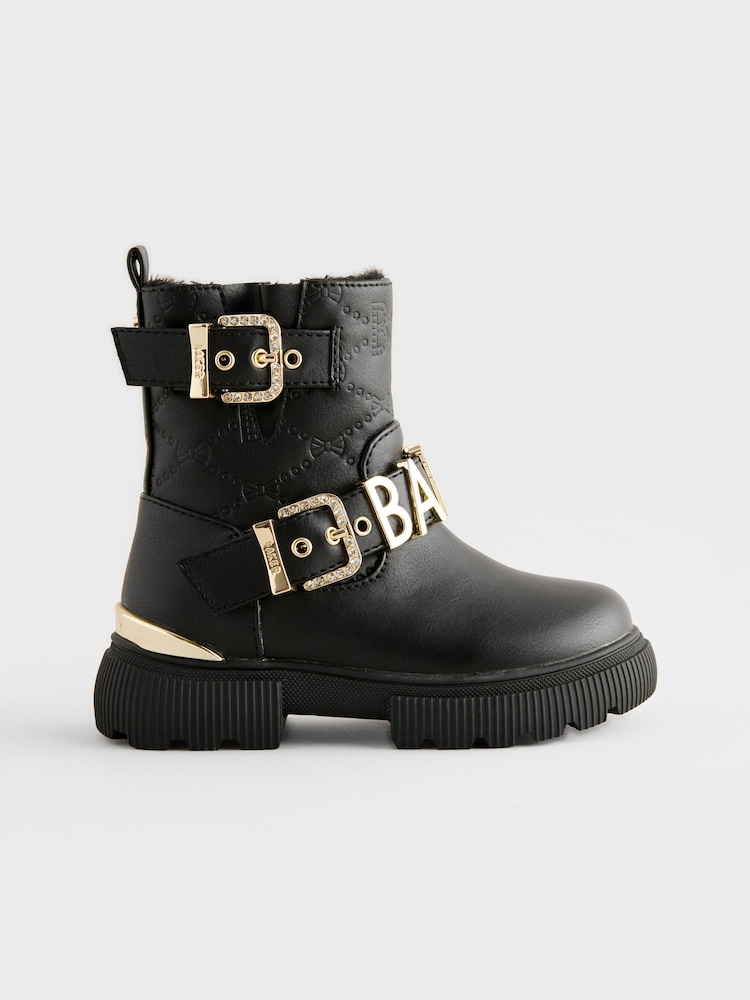 Baker by Ted Baker Girls Gold Buckled Black Boots - Image 2 of 8