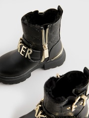 Baker by Ted Baker Girls Gold Buckled Black Boots - Image 3 of 8