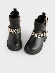 Baker by Ted Baker Girls Gold Buckled Black Boots - Image 4 of 8