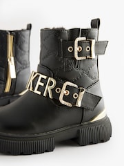 Baker by Ted Baker Girls Gold Buckled Black Boots - Image 5 of 8