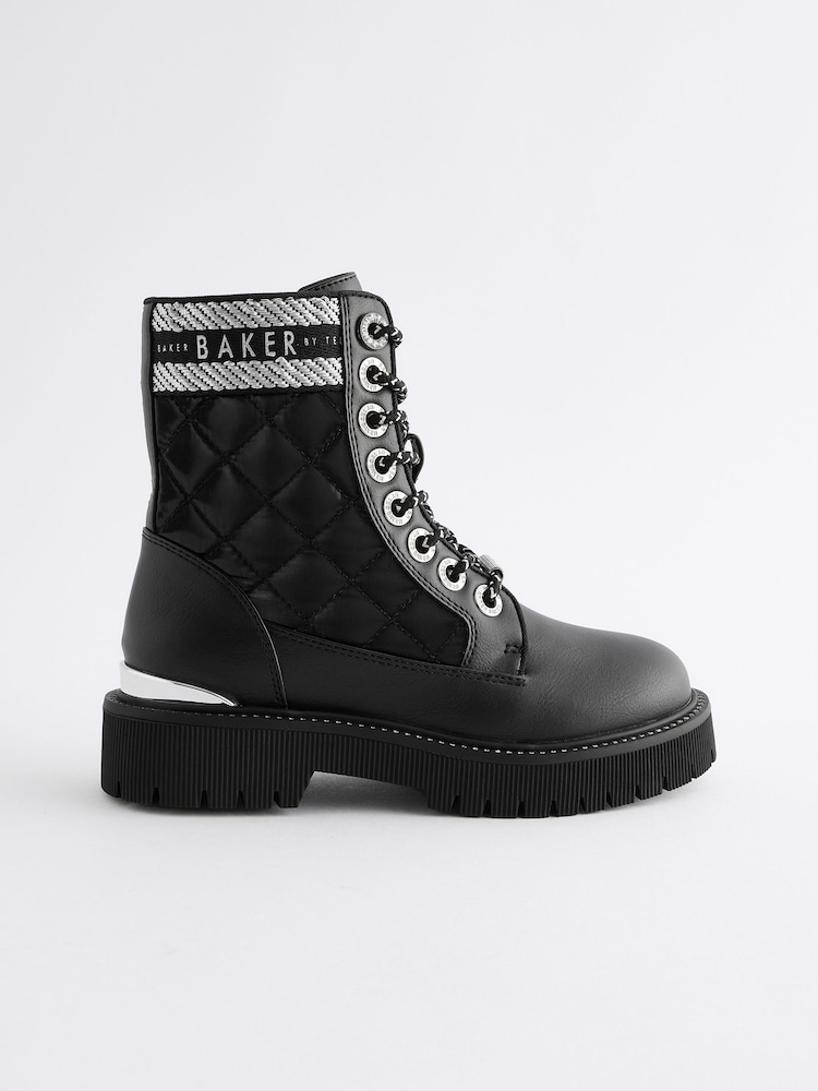 Baker by Ted Baker Girls Chunky Lace Up Black Boots - Image 1 of 5