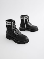 Baker by Ted Baker Girls Chunky Lace Up Black Boots - Image 2 of 5