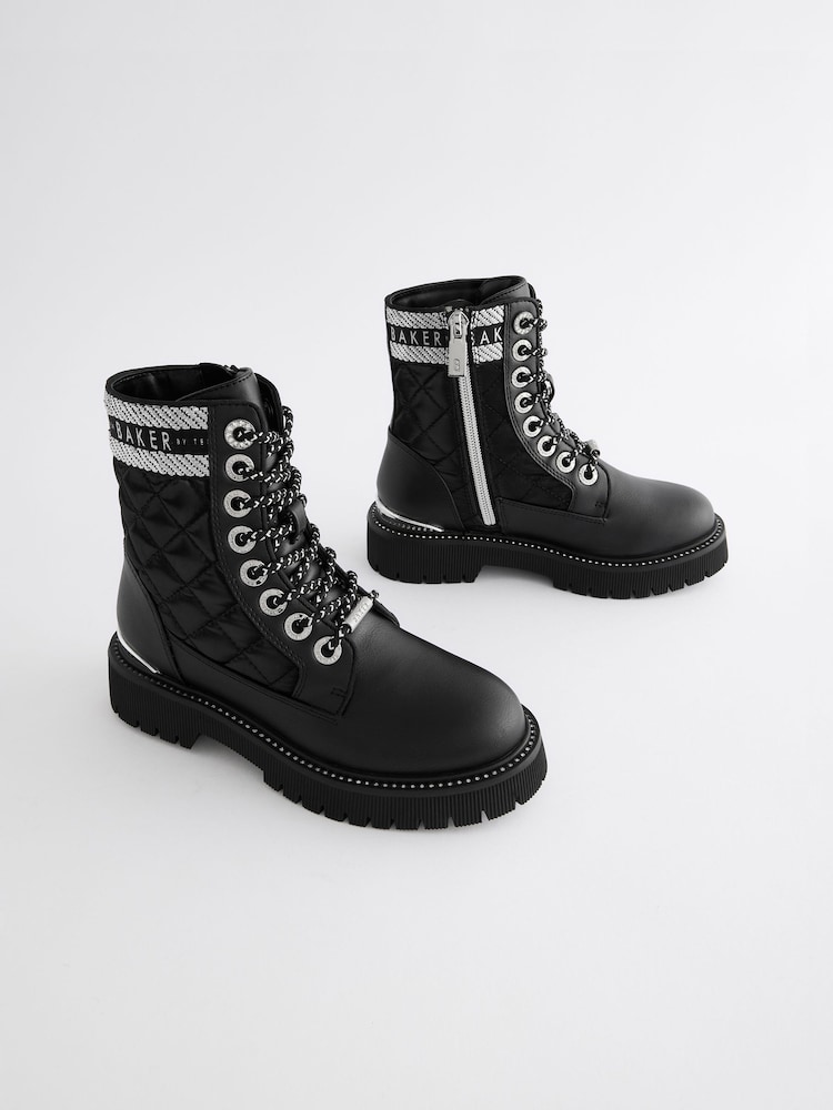 Baker by Ted Baker Girls Chunky Lace Up Black Boots - Image 2 of 5