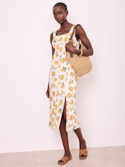 Mint Velvet Print Linen Blend Midi Dress - Slika 1 od 8