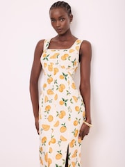 Mint Velvet Print Linen Blend Midi Dress - Slika 4 od 8