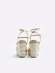 River Island Gold Strappy Wedge Sandals - Image 3 of 4