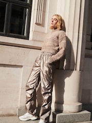 Neutral Brown Cropped High Neck Long Sleeve Jumper - Image 2 of 7