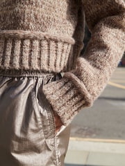 Neutral Brown Cropped High Neck Long Sleeve Jumper - Image 5 of 7