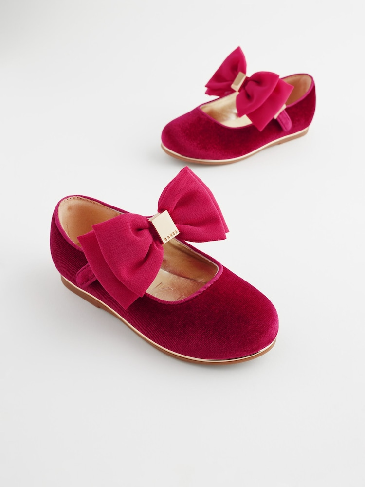 أحمر - حذاء للمناسبات بتصميم Mary Jane مزيّن بفيونكة للبنات من Baker by Ted Baker - Image 1 of 7