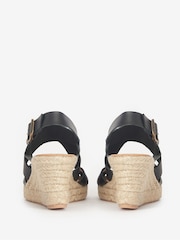 Barbour® Black Yolanda Leather Espadrille Wedge Sandals - Image 4 of 5