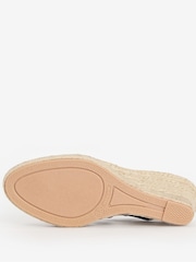 Barbour® Black Yolanda Leather Espadrille Wedge Sandals - Image 5 of 5
