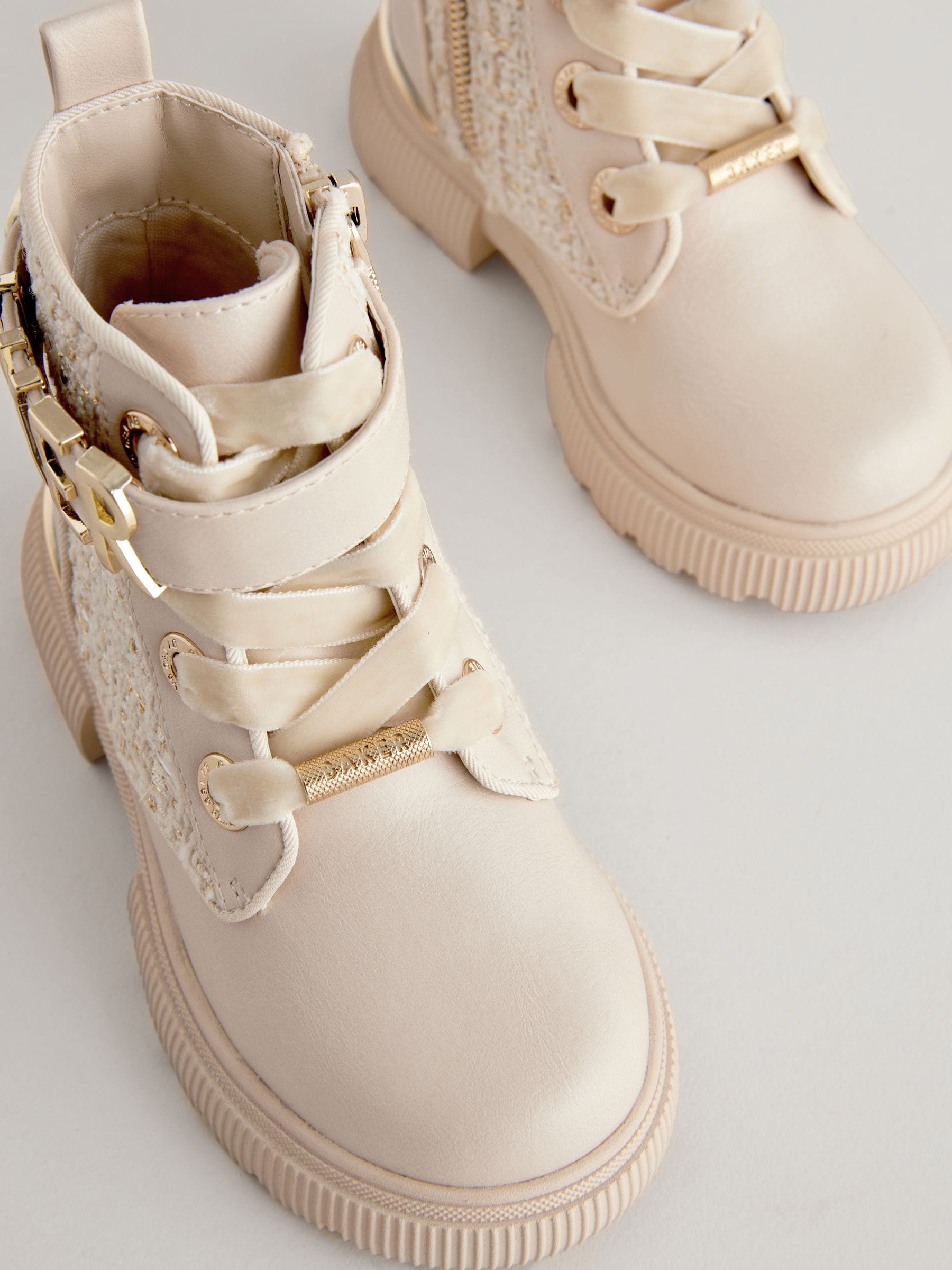 Baker by Ted Baker Bone Boucle Lace Up Boots