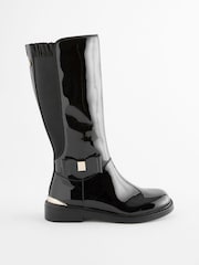 Baker By Ted Baker kniehohe schwarze Lacklederstiefel für Mädchen - Bild 1 von 5