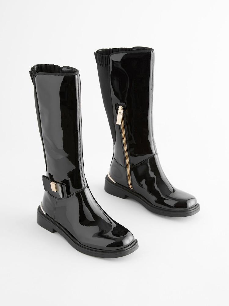 Baker By Ted Baker kniehohe schwarze Lacklederstiefel für Mädchen - Bild 2 von 5