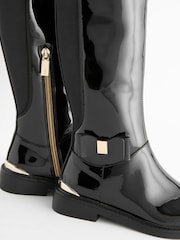 Baker By Ted Baker kniehohe schwarze Lacklederstiefel für Mädchen - Bild 3 von 5