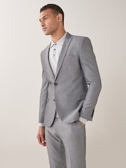 Light Grey Skinny Fit Two Button Suit Jacket - Image 5 of 10