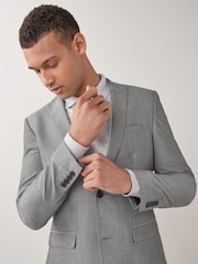 Light Grey Skinny Fit Two Button Suit Jacket - Image 7 of 10