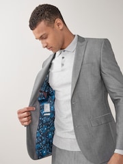 Light Grey Skinny Fit Two Button Suit Jacket - Image 8 of 10