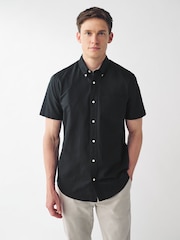 Black Regular Fit Short Sleeve Oxford Shirt - Image 1 of 1