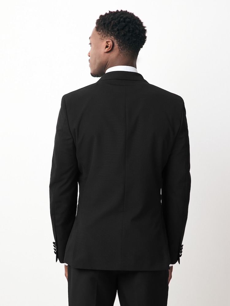 Black Slim Fit Tuxedo Suit: Jacket - Image 2 of 6